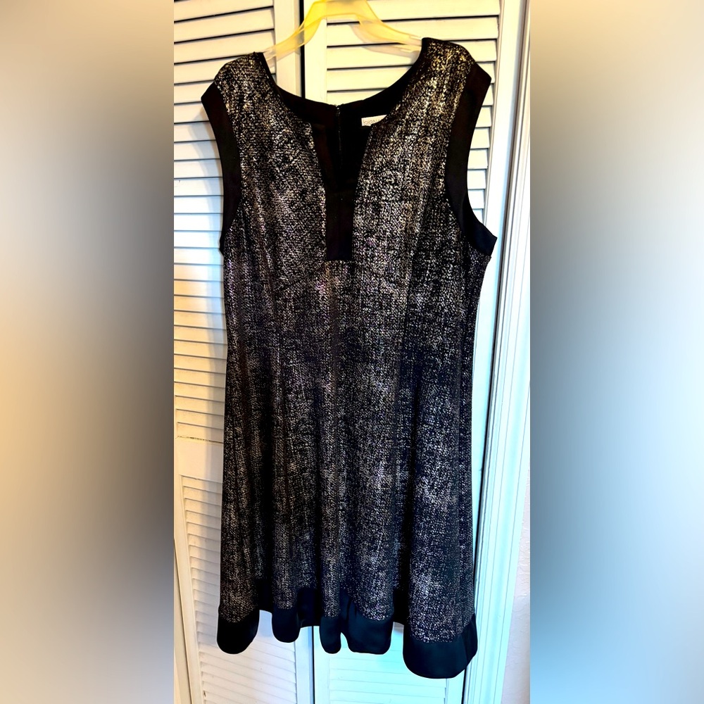 Signature by Robbie Bee Black and Silver Sleeveless Sheath Dress